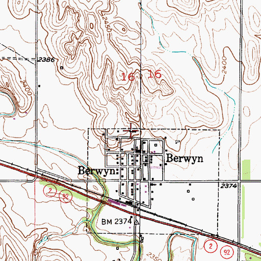 Topographic Map of Berwyn Public School, NE