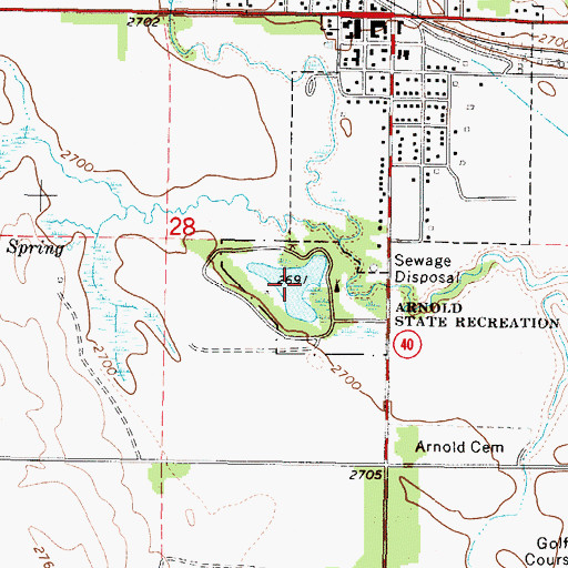 Topographic Map of Arnold Lake, NE