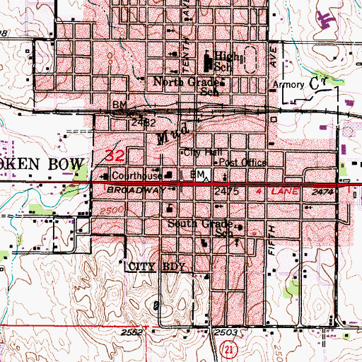 Topographic Map of Custer County Historical Museum, NE