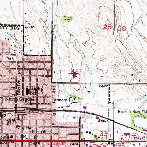 Topographic Map of Heritage Hall Nursing Home, NE