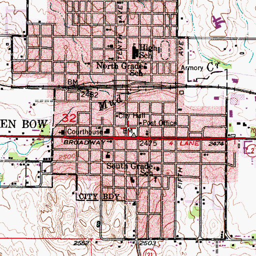 Topographic Map of Custer Community Park, NE