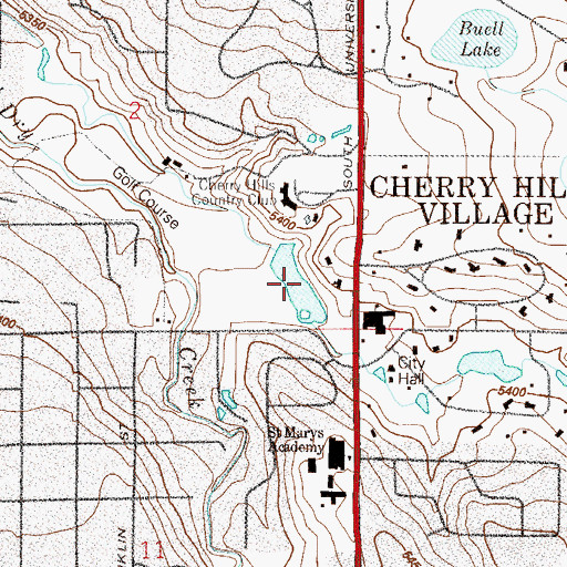 Topographic Map of Cherry Hills Lake, CO