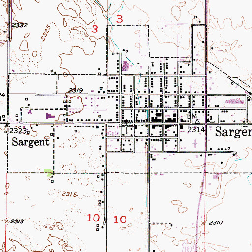 Topographic Map of Sargent Post Office, NE