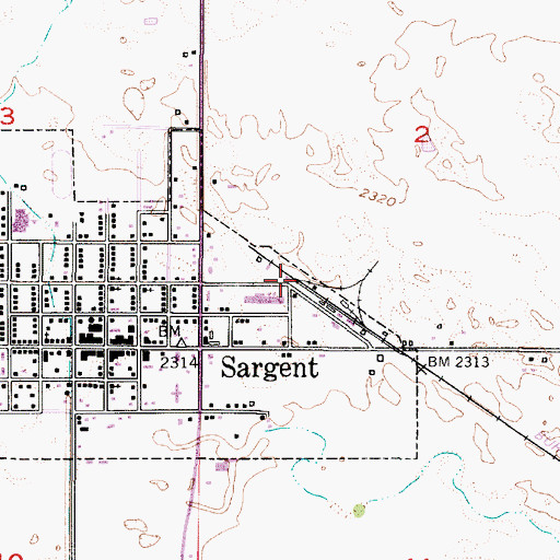 Topographic Map of Sargent Feed and Grain Company Elevator, NE