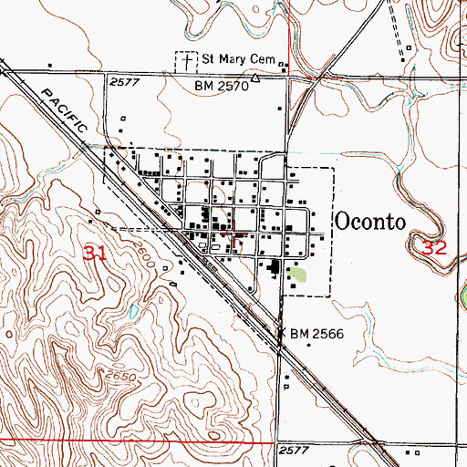 Topographic Map of Saint Marys Catholic Church, NE