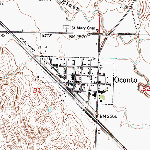 Topographic Map of Oconto City Park, NE