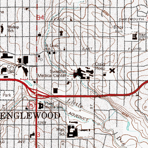 Topographic Map of Swedish Medical Center, CO