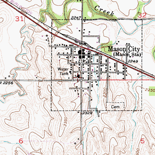 Topographic Map of Mason City Public School, NE