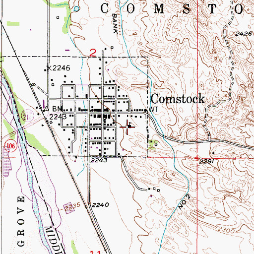 Topographic Map of Comstock School (historical), NE