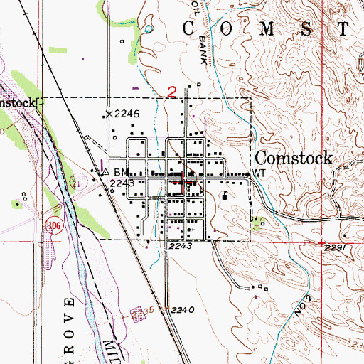 Topographic Map of Comstock Post Office, NE