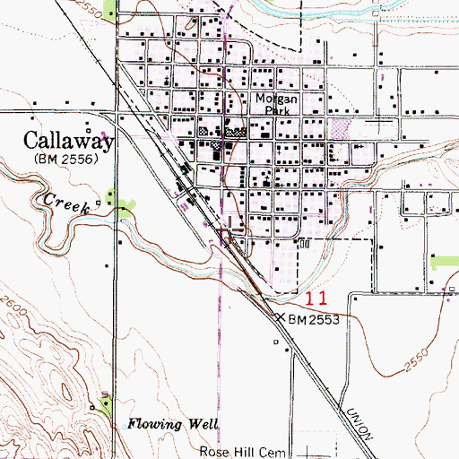 Topographic Map of Callaway Lutheran Church, NE