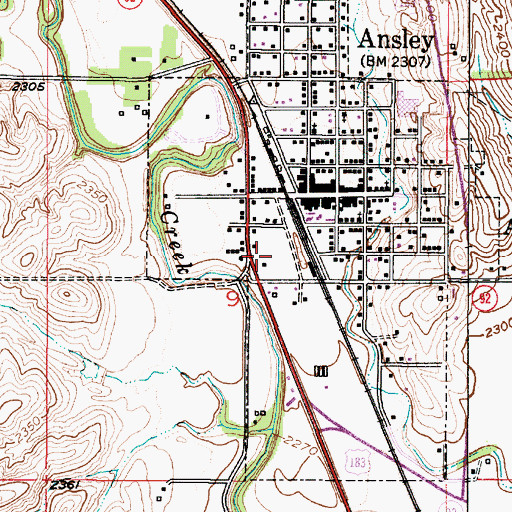 Topographic Map of Ansley Fire and Rescue, NE