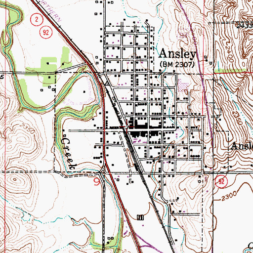Topographic Map of Ansley Post Office, NE