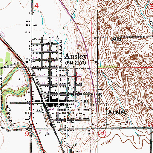 Topographic Map of Ansley Public Schools, NE