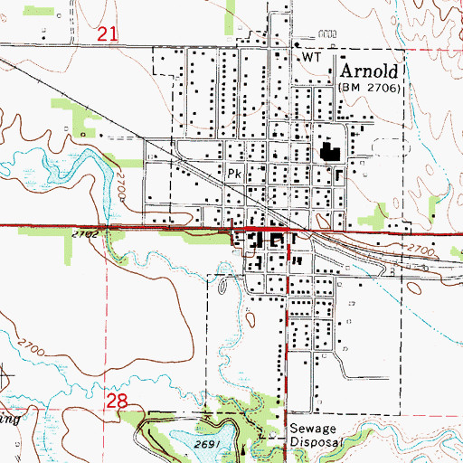 Topographic Map of Arnold Mini Park, NE