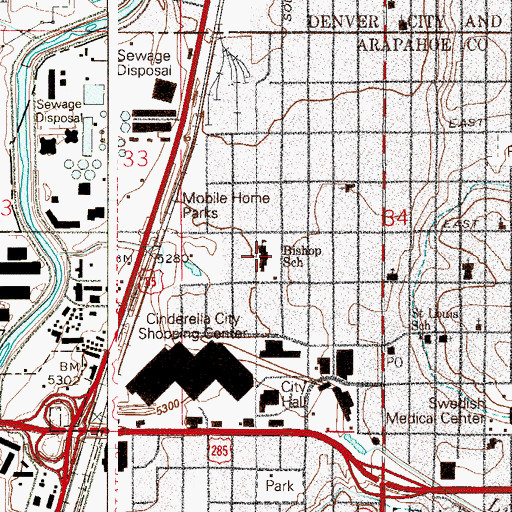 Topographic Map of Bishop Elementary School, CO