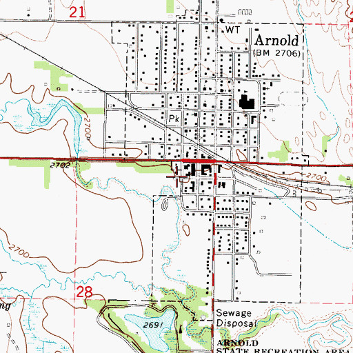 Topographic Map of Arnold Police Department, NE