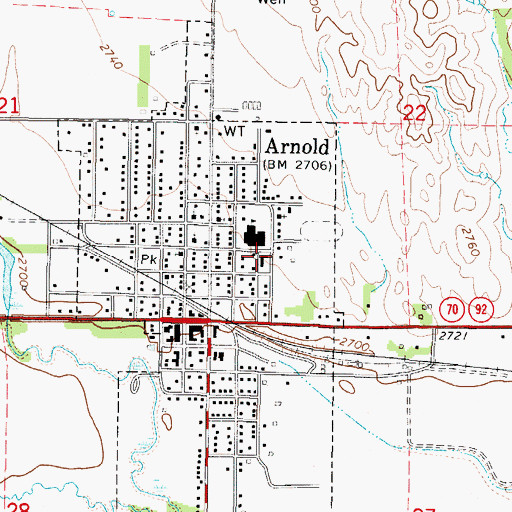 Topographic Map of Arnold Motel and Camp Site, NE