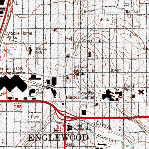 Topographic Map of Saint Louis Catholic School, CO