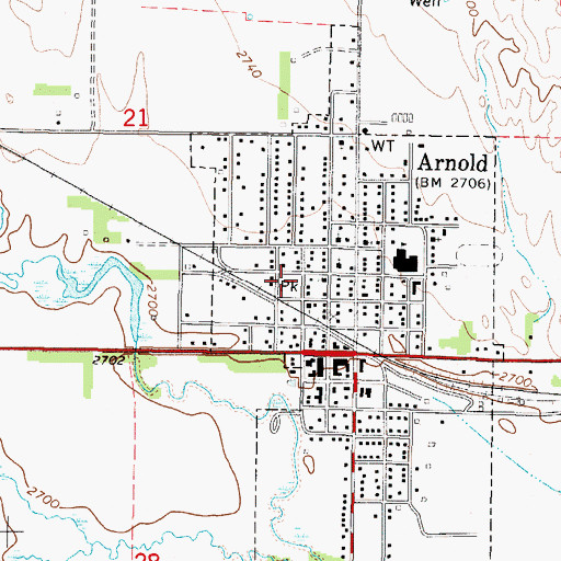 Topographic Map of Arnold City Park, NE