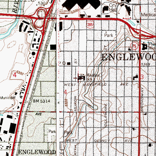Topographic Map of Englewood Early Childhood Education Program at Maddox, CO