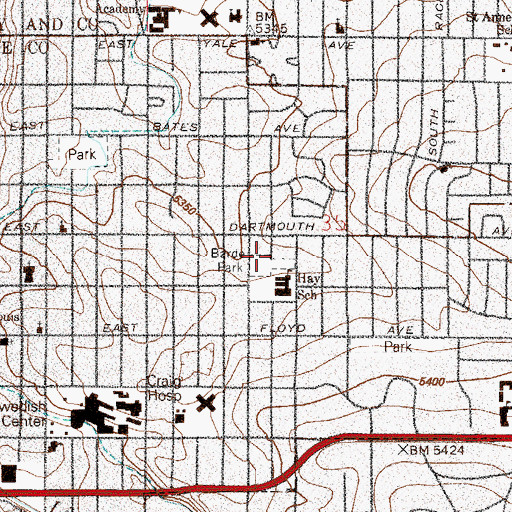 Topographic Map of Barde Park, CO