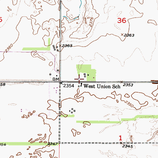 Topographic Map of West Union Post Office (historical), NE