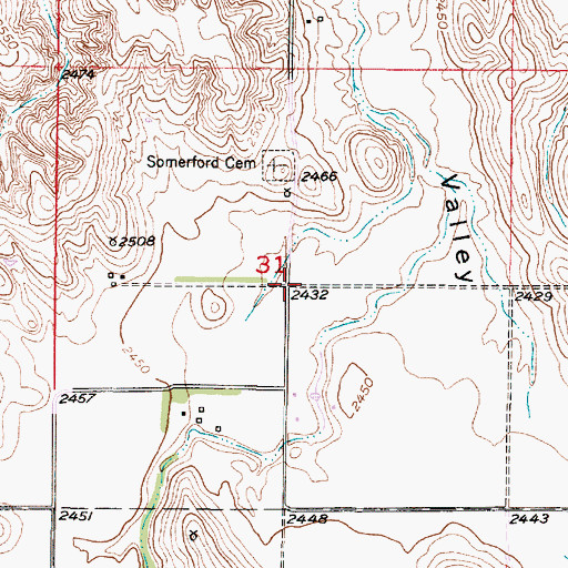 Topographic Map of Somerford Post Office (historical), NE