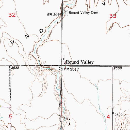 Topographic Map of Round Valley Post Office (historical), NE