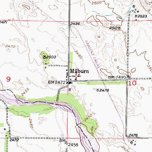Topographic Map of Milburn School (historical), NE