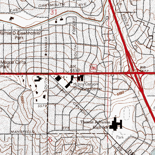Topographic Map of Pitts Elementary School (historical), CO