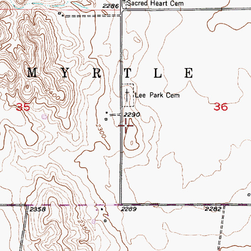 Topographic Map of Lee Park Post Office (historical), NE