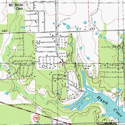 Topographic Map of Hawk Cove, TX