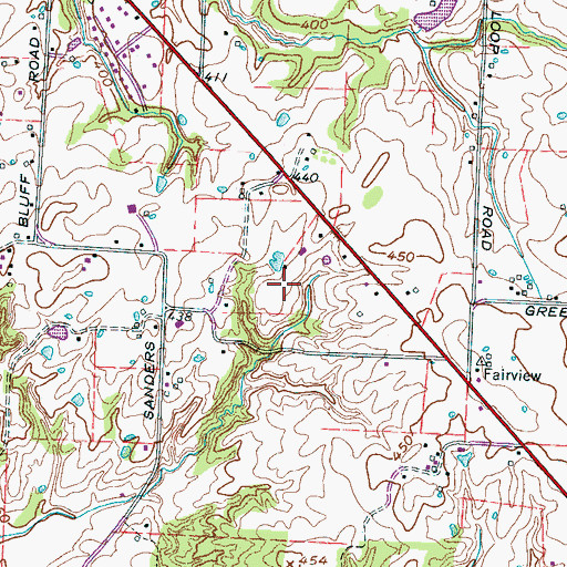 Topographic Map of Three Way, TN