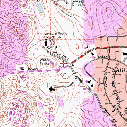 Topographic Map of Laguna Woods, CA