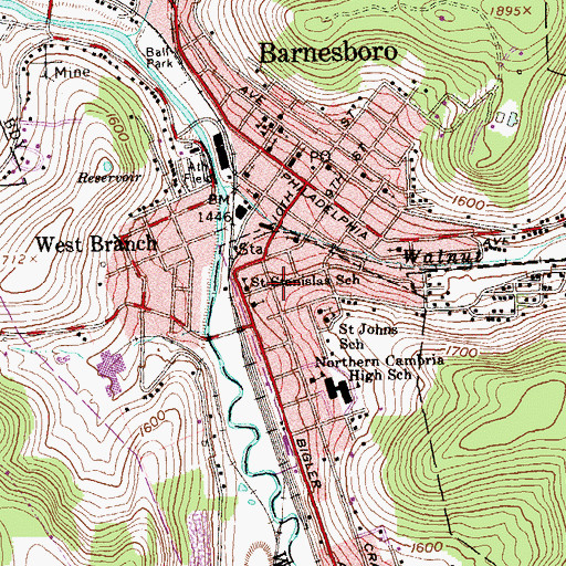 Topographic Map of Northern Cambria, PA