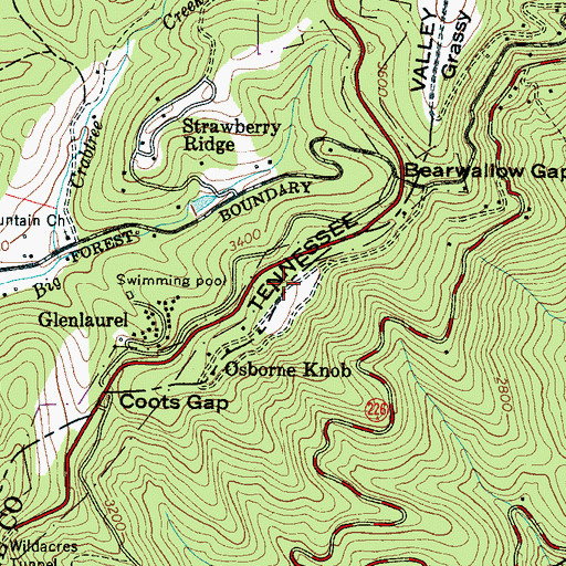 Topographic Map of Osborne Knob, NC