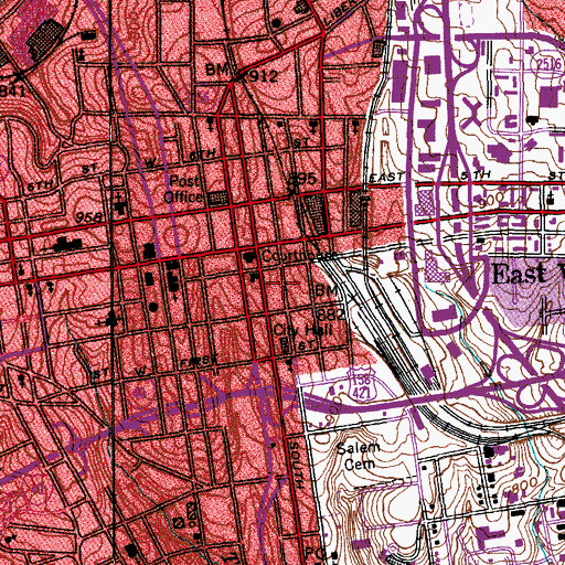 Topographic Map of Hiram H Ward Federal Building, NC