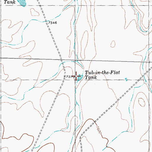 Topographic Map of Tub-in-the-Flat Tank, NM