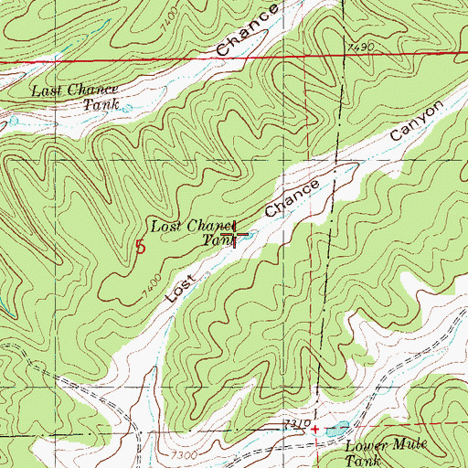 Topographic Map of Lost Chance Tank, NM