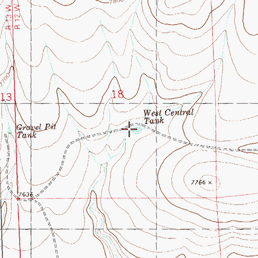 Topographic Map of West Central Tank, NM