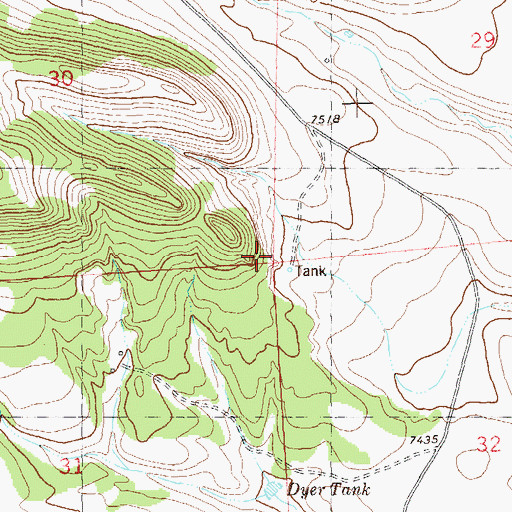Topographic Map of Dyer Tank, NM