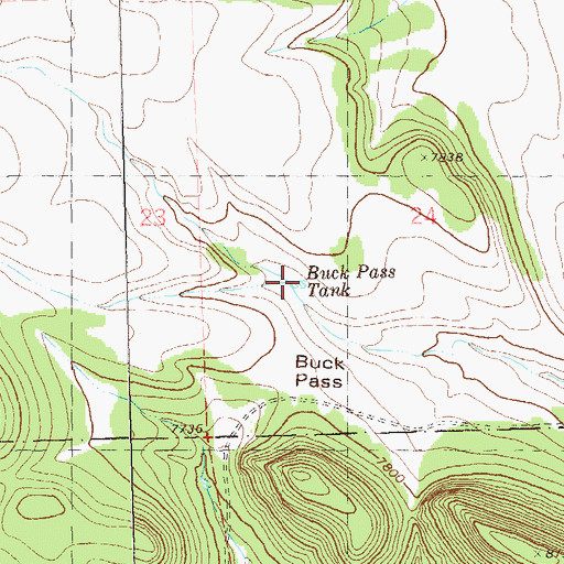 Topographic Map of Buck Pass Tank, NM