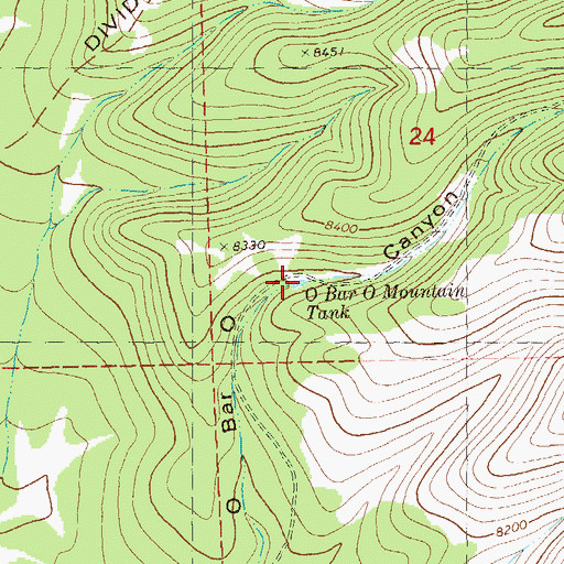 Topographic Map of O Bar O Mountain Tank, NM