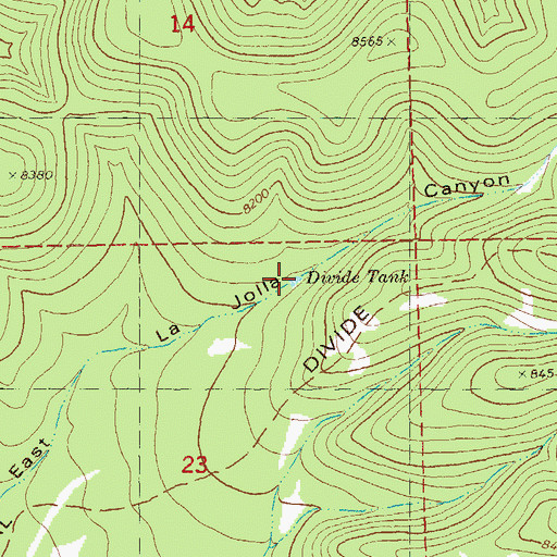 Topographic Map of Divide Tank, NM