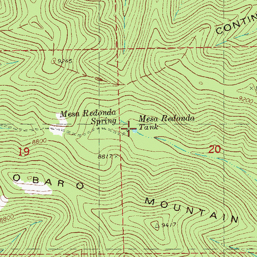 Topographic Map of Mesa Redonda Tank, NM