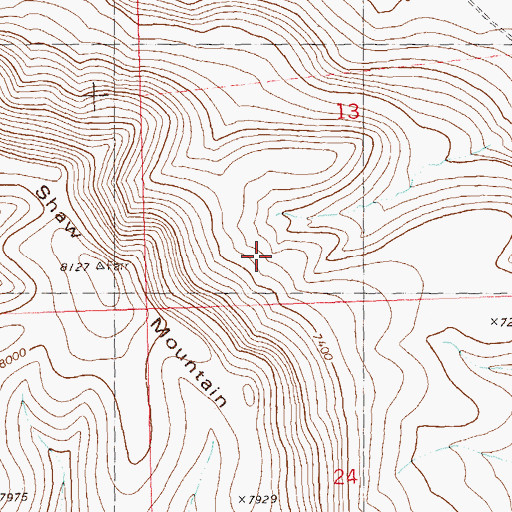 Topographic Map of Shaw Mountain, NM