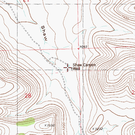 Topographic Map of Shaw Canyon Well, NM