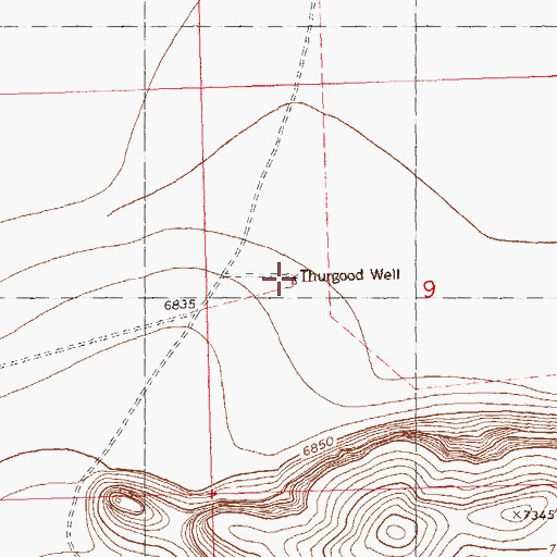 Topographic Map of Thurgood Well, NM