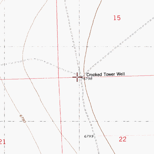 Topographic Map of Crooked Tower Well, NM